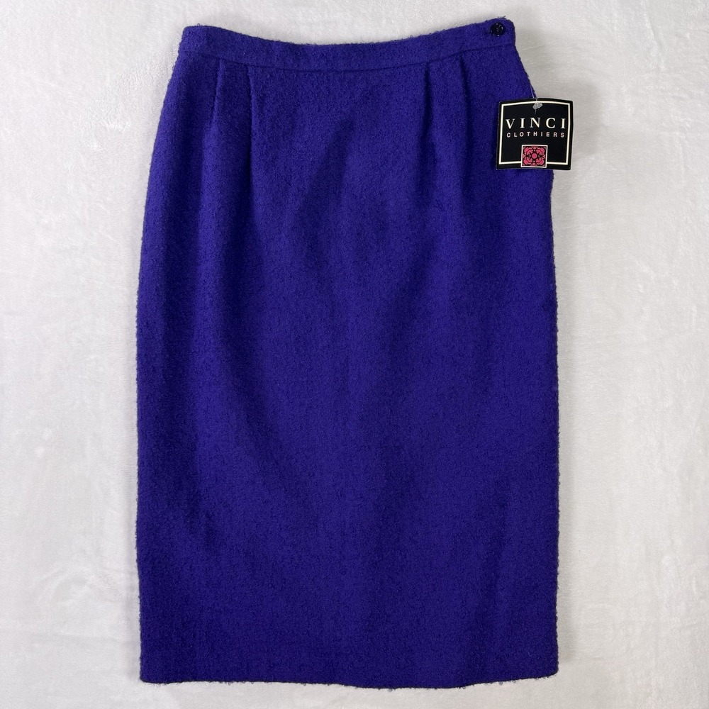 Vintage Vinci Clothiers Skirt Womens Size 10‎ Purple Wool Pencil Lined NWT